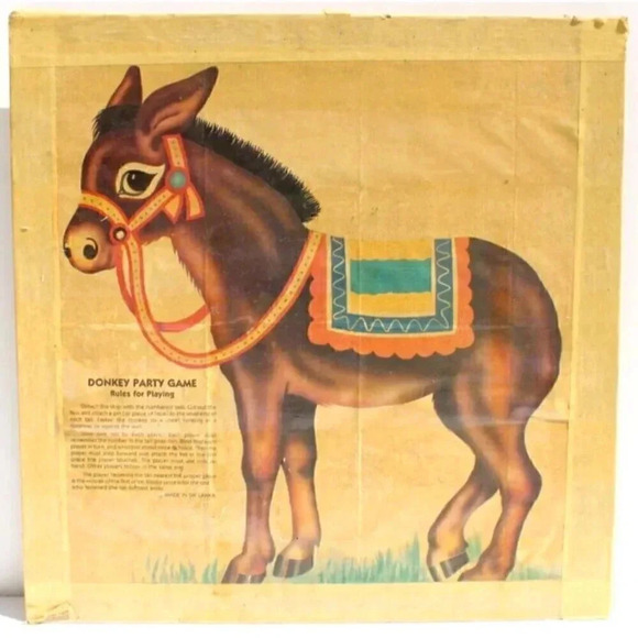 Vintage Pin The Tail On The Donkey Party Children's Game Poster Wall Art Nursery - Picture 1 of 4
